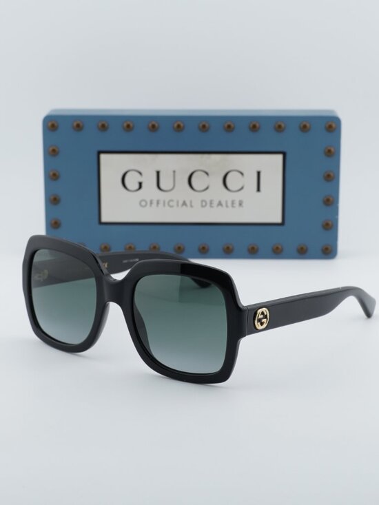 Gucci GG0036S 001 Women Square Sunglasses - Black / Grey